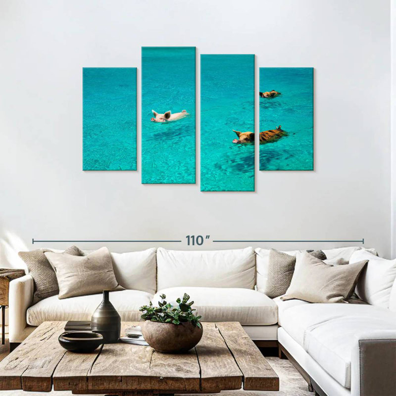 Pigs In Exuma Cays, 48" H x 75" W
