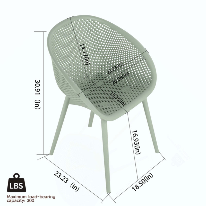 Ensemble de 2 chaises longues modernes - Plastique PP intérieur / extérieur toutes saisons, léger pour patio, plage, salon