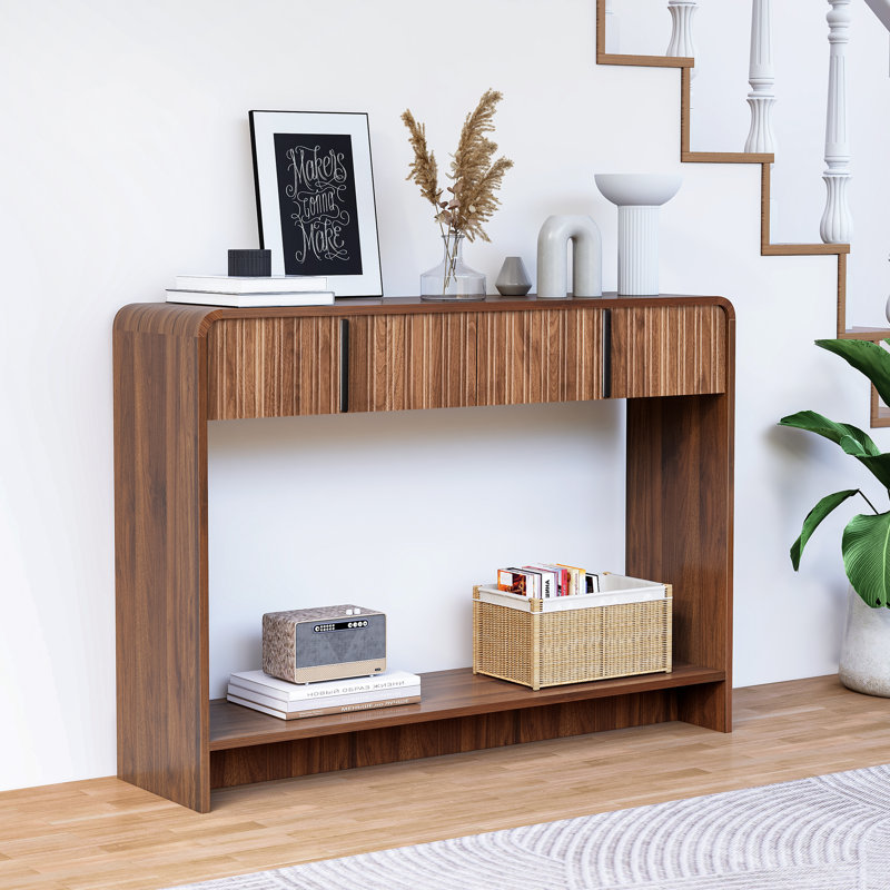 Console cannelée 43,3 po, Brun