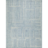 Breckenridge Hand Tufted Wool Abstract Area Rug in Blue/Ivory