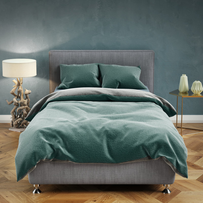 Chanson Bed Linen, 155 x 220 cm Duvet Cover Set with 1 Pillow Sham, Green