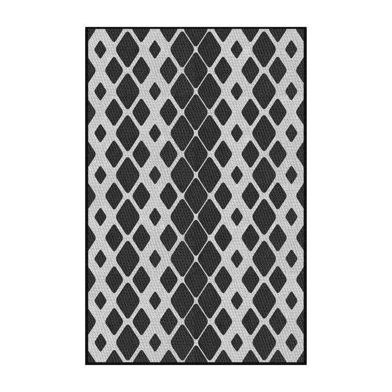 Gris/noir à motif Tapis décoratif, Rectangle 5 pi x 7 pi