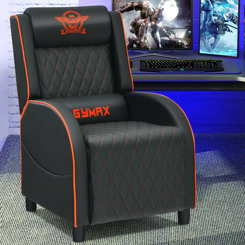 Faux Leather Massage Chair, Orange Faux Leather