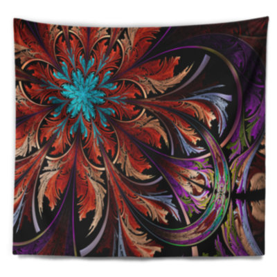 Tapisserie floral à motif floral en rouge foncé
