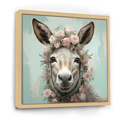 Adorable portrait floral d'âne - art mural d'âne