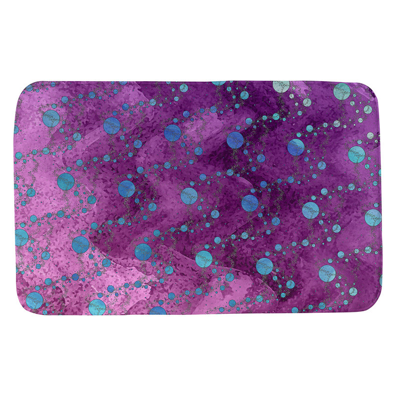 Tapis de salle de bain planet stars, l 21 po x L 34 po, Bleu / Mauve