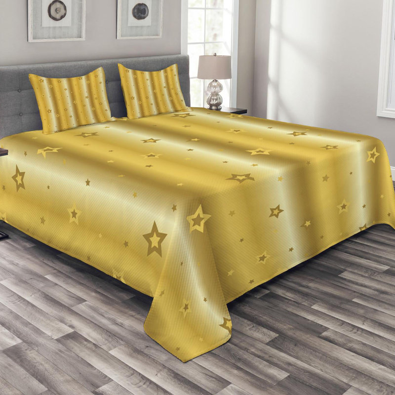 Modern & Contemporary Polyester Geometric Shapes Coverlet, King Coverlet + 2 Shams