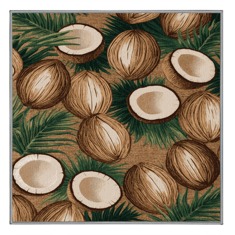 Tapis hawaïen lavable Coconuts, Carré 3 pi
