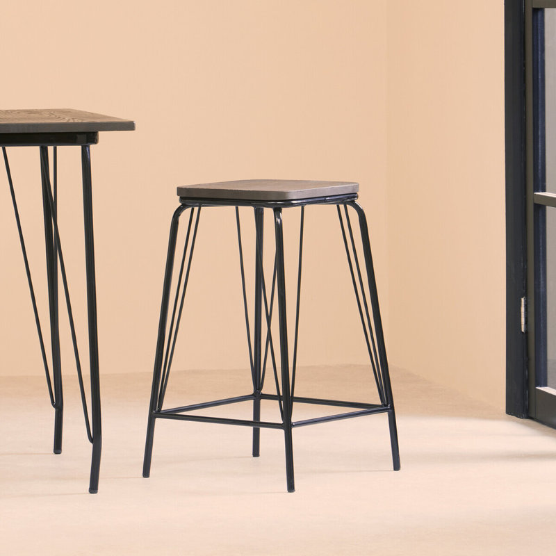 Laughlin Counter Stool with Metal Frame, Dark Brown/Black