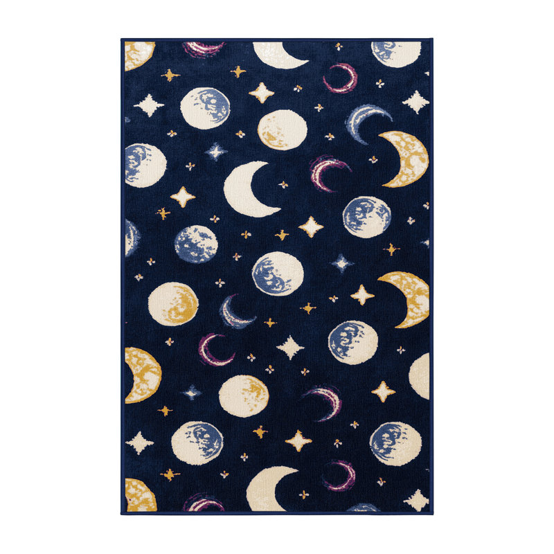 Tapis bleu lavable à la machine, Rectangulaire 2 pi x 3 pi