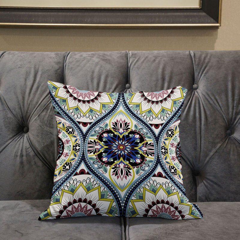 Housse et insert de coussin décoratif en polyester, 16 po x 16 po, Blanc / noir