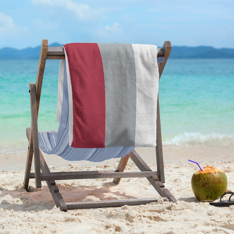 Beach Towel, Red/Gray/Ivory