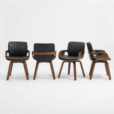 Dundrod Faux Leather Upholstered Swivel Dining Armchair
