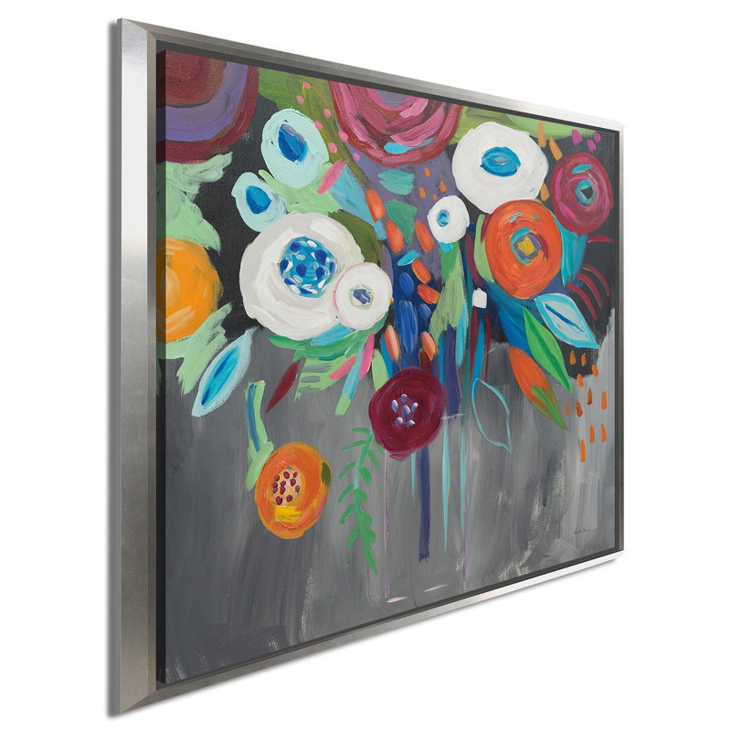 «Midnight Magic», reproduction de peinture acrylique, H 21,5 po x l 21,5 po x P 2 po, Cadre flottant argent
