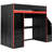 Twin-Size Gaming Loft Bed with Desk, Storage Shelves & LED Lights, Modern Teen Bedroom-1473504264