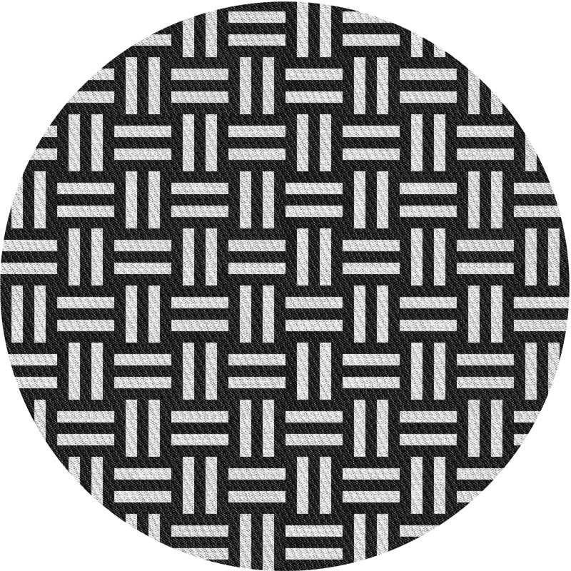Tapis noir/blanc à motifs Izzo, Rond 5 pi