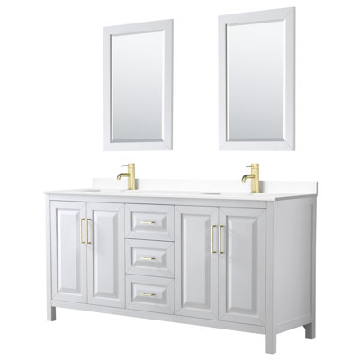 Daria 72'' Double Bathroom Vanity with Carrara Marble Top