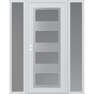 C2 Panel Silver Steel White/White With 2 Sidelites Prehung Front Entry Door
