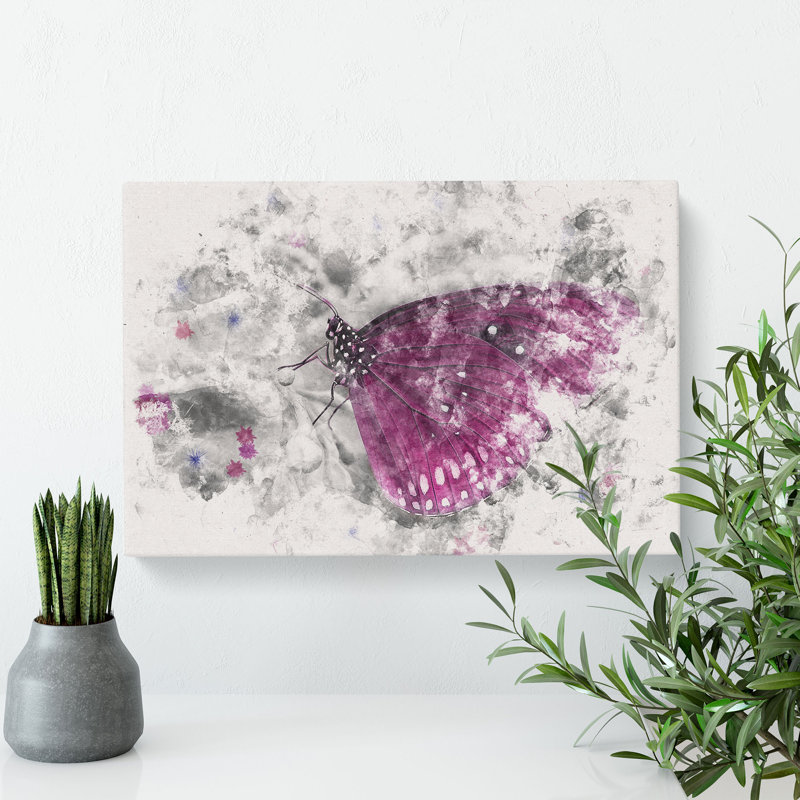 Butterfly Upon A Flower - Wrapped Canvas, 35cm H x 50cm W x 3cm D