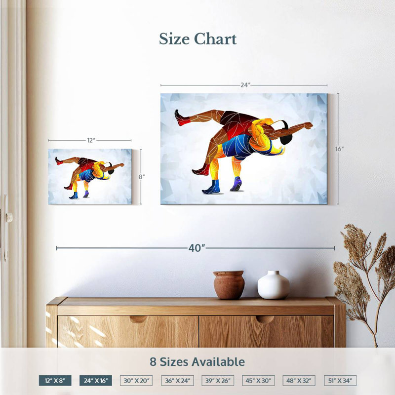 Sireci Wrestling Abstract, 16" H x 24" W