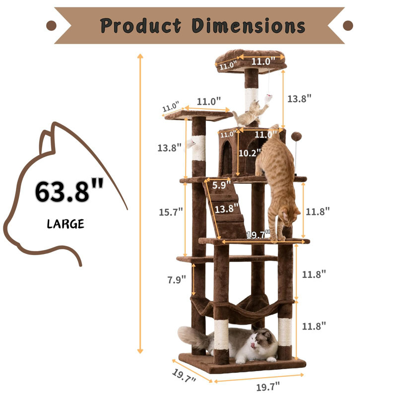 Arbre à chat 63,8 po Eethan, Brun