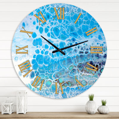 Blue CelluLar huile sur eau - horloge murale moderne