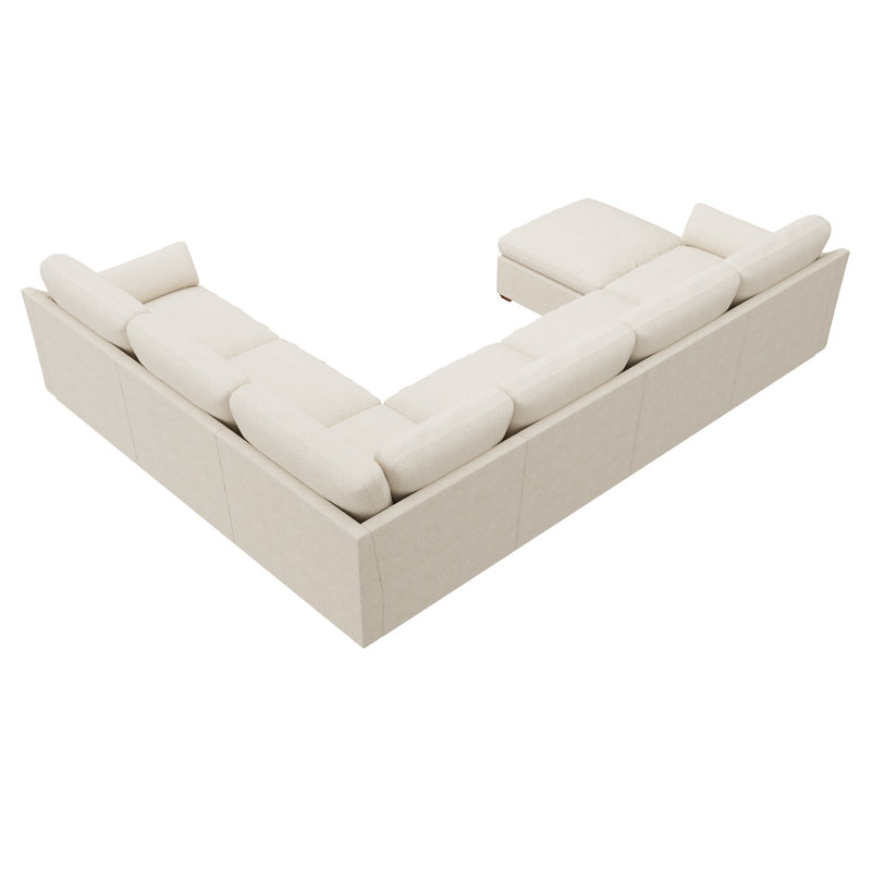 Canapé modulaire en chenille avec méridienne Abramson, Chenille blanche