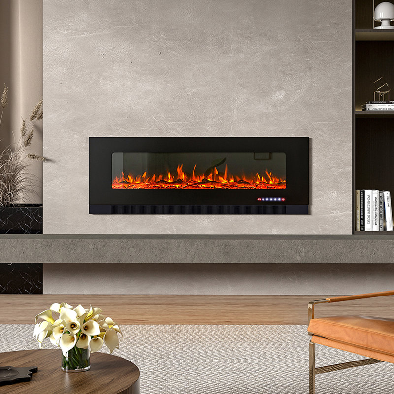 Tanisha Belfry Heating 182.9cm W Electric Fireplace with 5000 BTU, 50cm H x 127cm W x 12cm D, Black