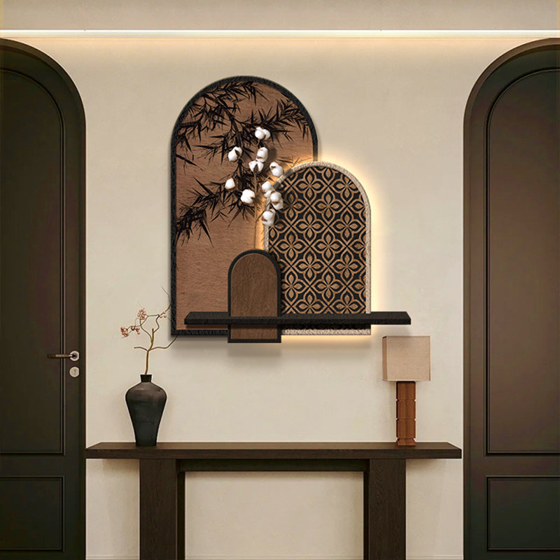 Image couleur de bois manufacturé, art mural en grès, H 23,62 po x l 21,65 po x P 11,81 po