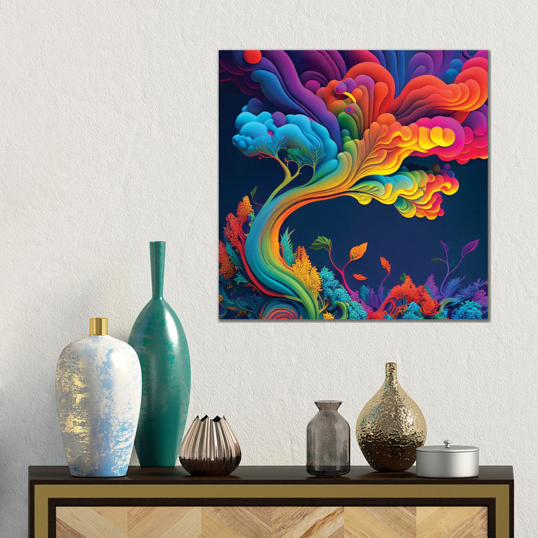 Magischer Regenbogenbaum II von Mike Kiev - Galerieverpackte Leinwand Giclée auf Leinwand ohne Rahmen