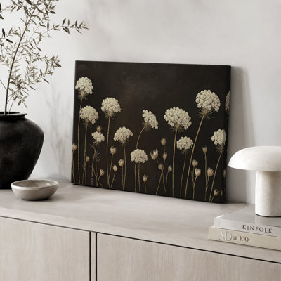 Minimal Botanical Silhouette Artwork, Living Room Pictures, Framed Canvas Giclee Print Wall Art