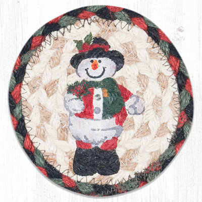  Snowman in Top Hat Printed Round Coaster 5" H Eco-Friendly Table Protection