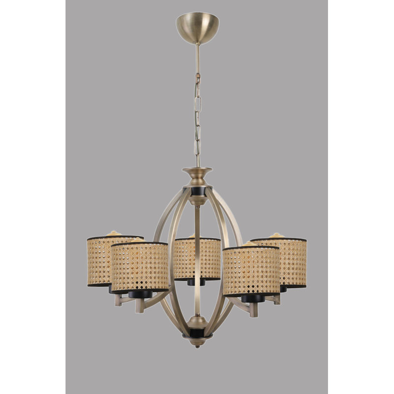 Lustre de style sud-ouest, hauteur réglable, 23,6 po de diamètre x 31,5 po de hauteur | Corps et capuchon en métal durable, douille E27 (40 W maximum) | Finition brune élégante pour les salons et les salles à manger confortables
