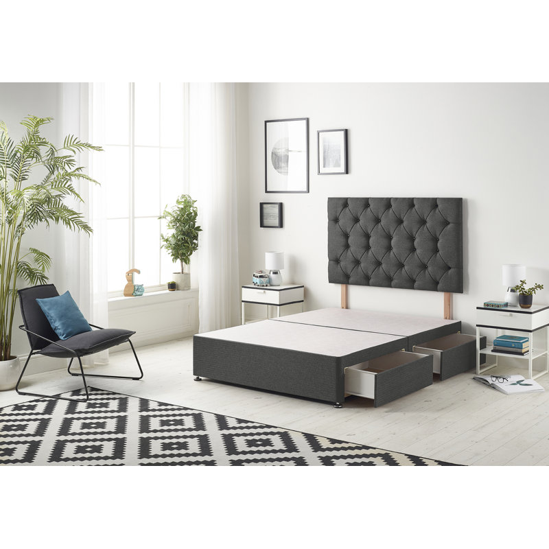 Copple Divan Bed Base, 2 Drawers, Charcoal, Double (4'6)