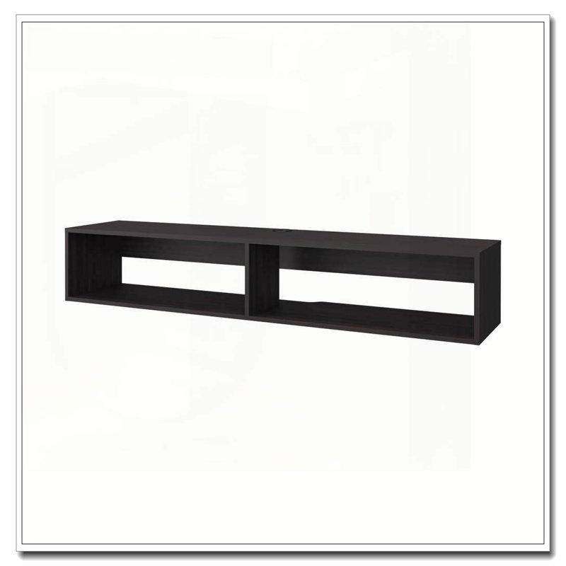 Support média flottant en mélamine Wengue avec 2 tablettes