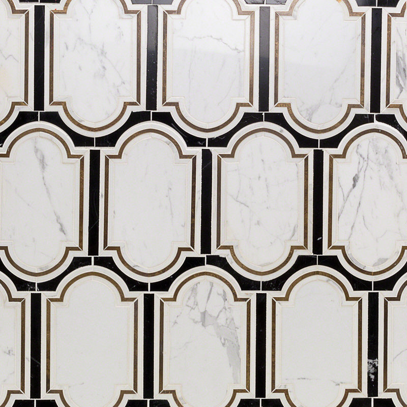 Carreau de mosaïque murale aspect pierre naturelle 7 po x 8 po, Laiton / Noir