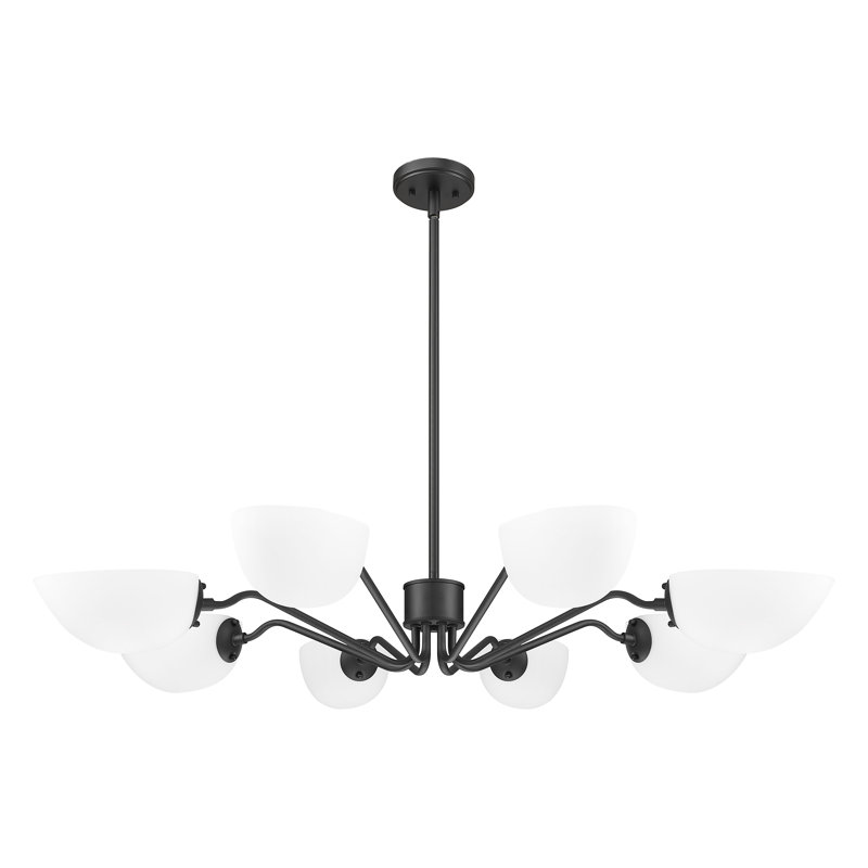 Lustre noir mat 8 lumières Justina, Noir mat
