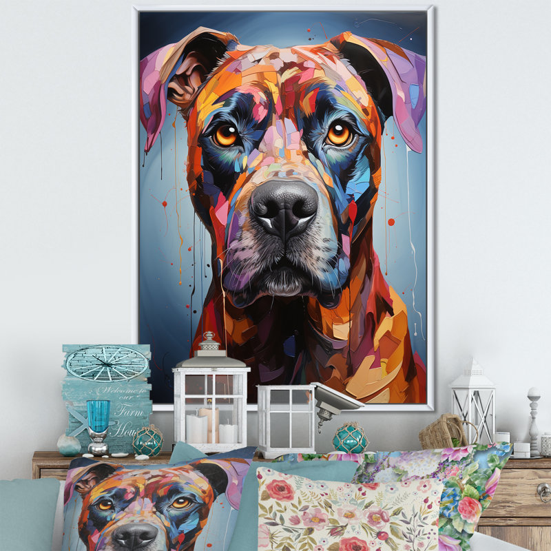 Boxer Boldness sur toile, H 32 po x l 16 po x P 1 po, Cadre flottant blanc