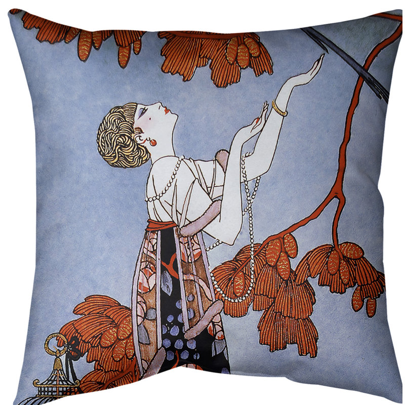 Coussin de femme, 20 po x 20 po, Rouge / Bleu, Sergé de coton