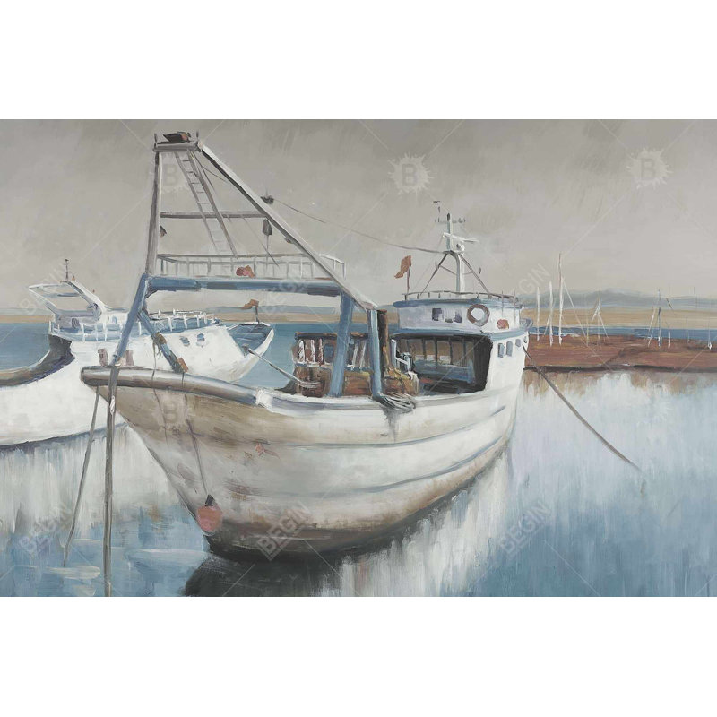 "Bateau de pêche désaturé" sur toile, H 24 po x l 36 po