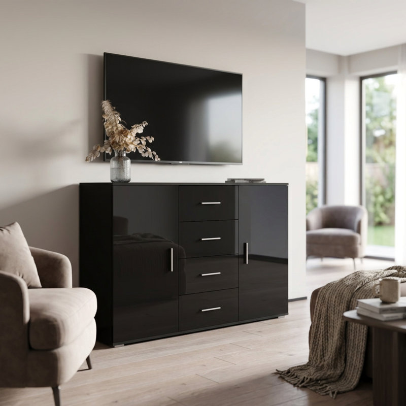Sabala 52" Sideboard with High Gloss Finish, Black