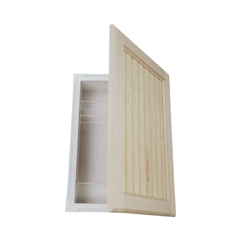 Armoire à pharmacie 1 porte Calista Beadboard, H 25,5 po x l 15,5 po x P 3,5 po, Brun clair