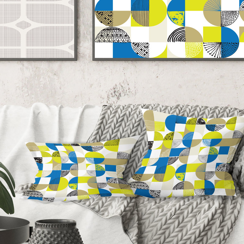 Coussin Circular Retro Design I - Mid-Century Modern Printed, 18 po x 18 po