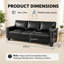 Canapé 87,8 pouces à trois places de style Chesterfield en similicuir, coussins profonds avec coussins amovibles pour les espaces domestiques et de travail, noir-132901985