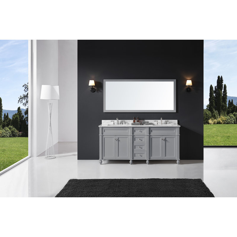 Ensemble de meuble-lavabo double 72 po Pearcy, Gris taupe