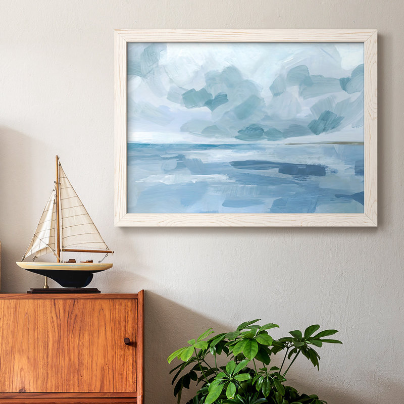 Calm Seascape II - Toile tendue avec châssis rustique, Cadre photo blanc, H 26 po x l 38 po x P 1,5 po
