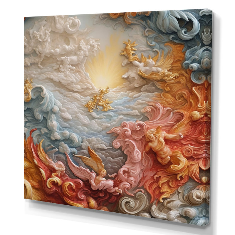 Décoration murale crème en forme de nébuleuse de l'astrologie V - formes abstraites, 16" H x 16" W, Toile tendue