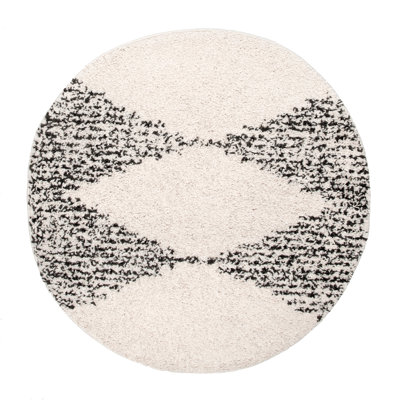 Reserve Trellis Shag Area Rug for Living Room Bedroom Dining Room Nursery, Off White/Charcoal