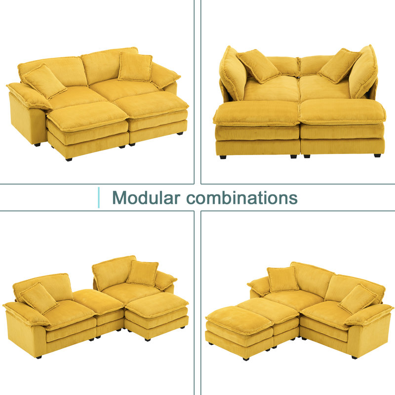 Green Large Modular Combination Sofa,comfortable Cloud Sofa,modern Style Sofa,suitable For Use In The Living Room , Yellow