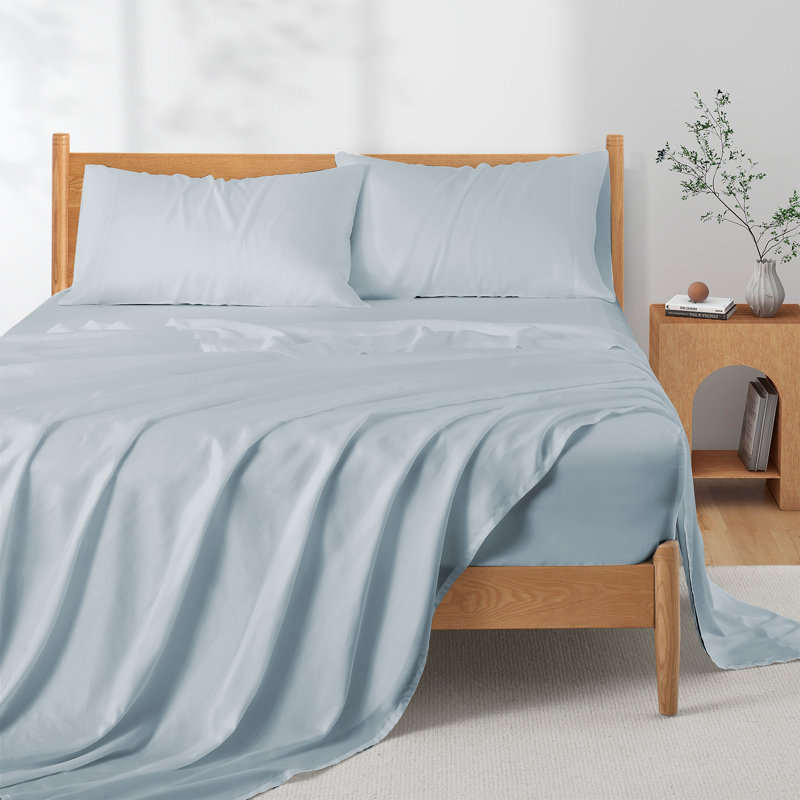 Misty Blue Twin Lyocell Sheet Set with Pillowcase